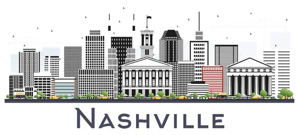 Nashville Tennessee City Skyline med färg byggnader isolerade o — Stock vektor
