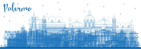 Outline Palermo Italy City Skyline with Blue Buildings. — 스톡 벡터