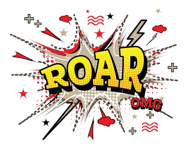 Roar Comic Text in Pop Art Style Isolated on White Background. — 스톡 벡터