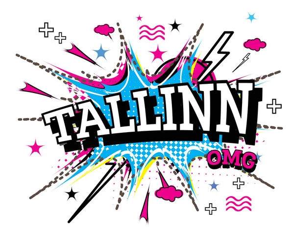 Tallinn Comic Text in Pop Art Style Isolated on White Background — Stock Vector