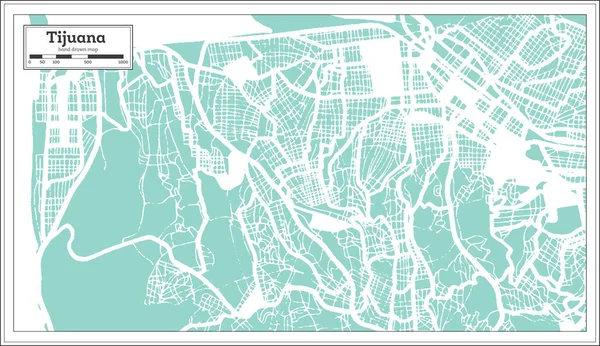 ティフアナメキシコシティマップレトロスタイルで。概要図. — ストックベクタ