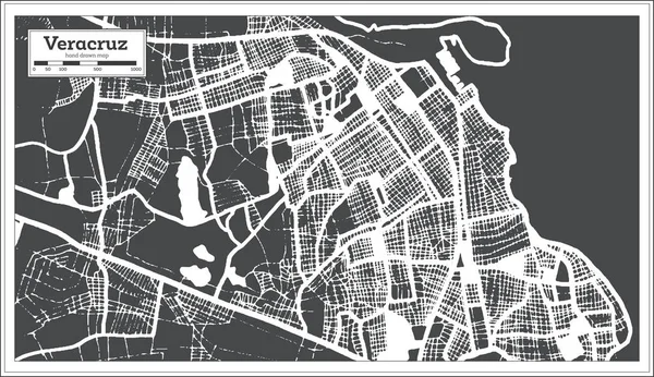 Veracruz Città del Messico Mappa in stile retrò. Mappa di contorno . — Vettoriale Stock