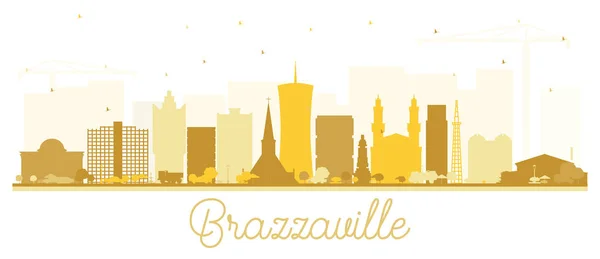 Brazzaville Republic of Congo City Skyline Silhouette with Golde — Stock Vector