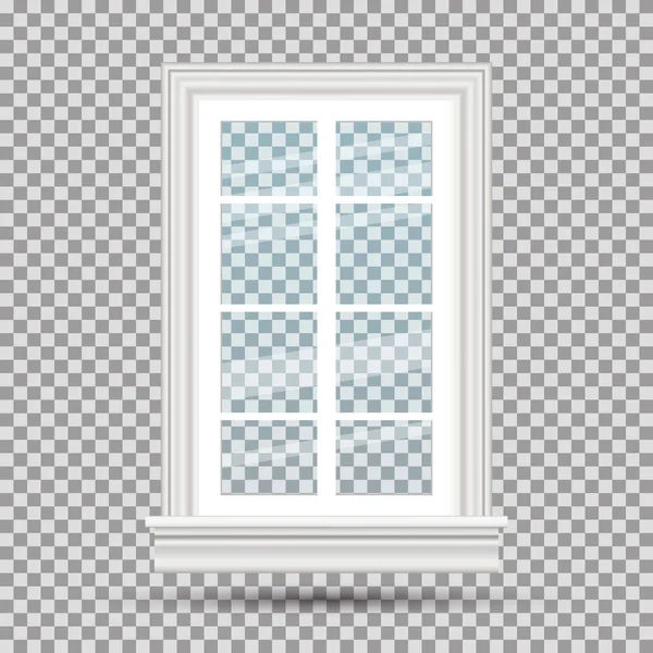 Skleněné Okno Izolované Průhledném Pozadí Vektorová Ilustrace Zavřené Realistické Okno — Stockový vektor