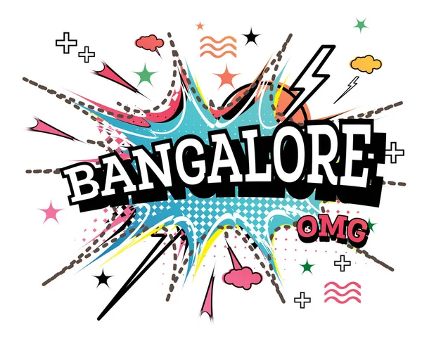 Bangalore Comic Text Pop Art Style Isolado Fundo Branco Ilustração — Vetor de Stock