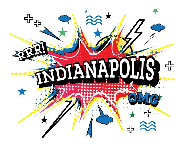 Indianapolis Comic Text Pop Art Style Izolovaný Bílém Pozadí Vektorová — Stockový vektor