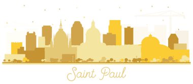 Saint Paul Minnesota City Skyline Silhouette ve White 'da izole edilmiş Altın Binalar. Vektör İllüstrasyonu. Tarihi Mimariyle Turizm Konsepti. Aziz Paul Usa Şehir Manzarası.