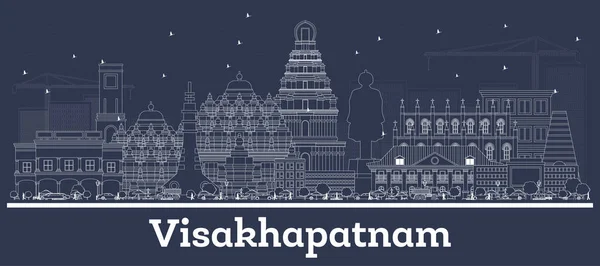 Περίγραμμα Visakhapatnam India City Skyline Λευκά Κτίρια Εικονογράφηση Διανύσματος Business — Διανυσματικό Αρχείο