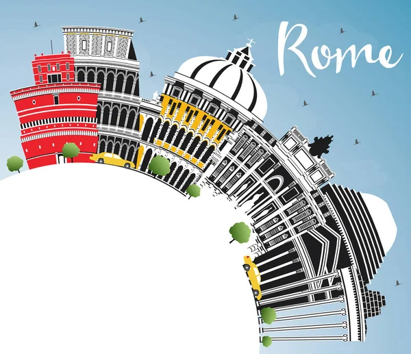 Roma Italia Ciudad Skyline Con Edificios Color Cielo Azul Espacio — Archivo Imágenes Vectoriales