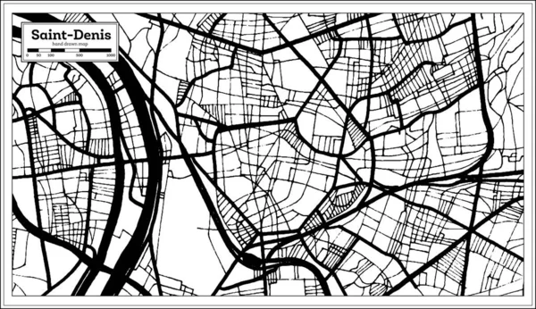 Mappa Saint Denis Francia Illustrazione Vettoriale Mappa Contorno — Vettoriale Stock