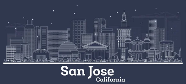 Décrivez San Jose California City Skyline Avec Des Bâtiments Blancs — Image vectorielle