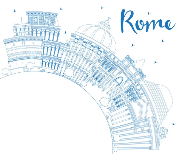 Περίγραμμα Ρώμη Ιταλία Skyline Πόλη Μπλε Κτίρια Και Copy Space — Διανυσματικό Αρχείο