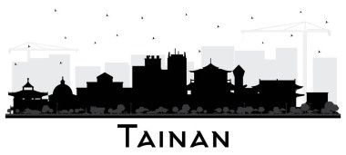 Tainan Tayvan Şehri Skyline Silhouette ve Siyah Binalar White 'ta izole edilmiş. Vektör İllüstrasyonu. Tarihi Mimariyle İş Seyahati ve Turizm Konsepti. Tarihi Simgeli Tainan Şehri.