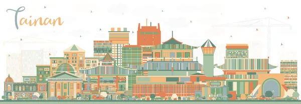 Tainan Taiwan City Skyline Con Edifici Colori Illustrazione Vettoriale Business — Vettoriale Stock
