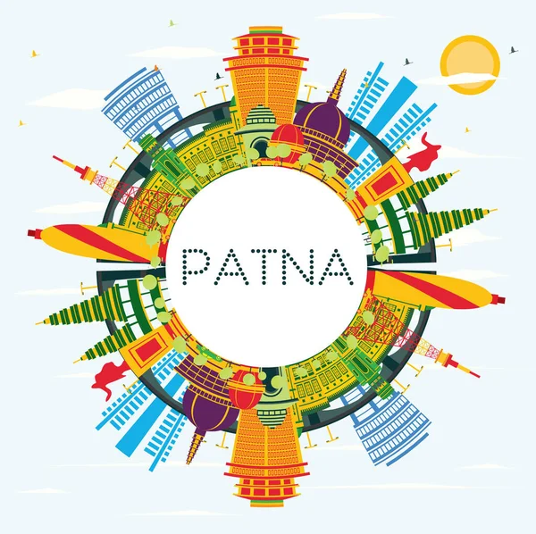 Patna India City Skyline Met Color Buildings Blue Sky Copy — Stockvector