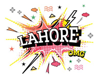 Lahore Comic Text in Pop Art Style Isolated on White Background. Vector Illustration. clipart