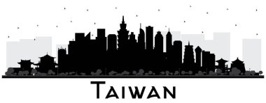 Taiwan City Skyline Silhouette with Black Buildings Isolated on White. Vector Illustration. Tourism Concept with Historic Architecture. Taiwan Cityscape with Landmarks. Taipei. Kaohsiung. Taichung. Tainan. clipart