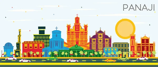 Panaji India City Skyline Avec Bâtiments Couleur Ciel Bleu Illustration — Image vectorielle