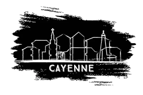 Cayenne French Fabana City Skyline Silhouette Ручной Рисунок Концепция Деловых — стоковый вектор