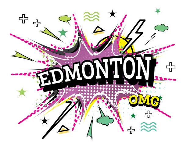 Edmonton Comic Text Pop Art Style Geïsoleerd Witte Achtergrond Vector — Stockvector