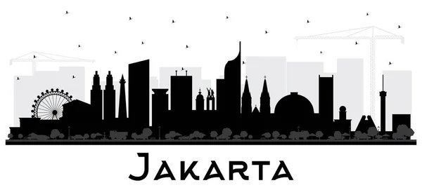 ジャカルタインドネシア白に隔離された黒の建物と都市スカイラインシルエット ベクトルイラスト 歴史的 近代的な建築とビジネス旅行や観光の概念 ランドマークとジャカルタの都市景観 — ストックベクタ