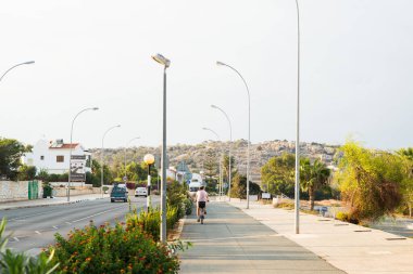 Protaras. Cyprus - October 9, 2018: Street with Villas and Cottages in Protaras on Cyprus.