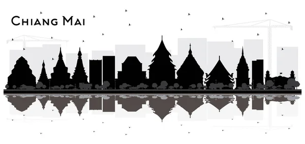 Chiang Mai Tailandia City Skyline Silhouette Con Edificios Negros Reflexiones — Vector de stock