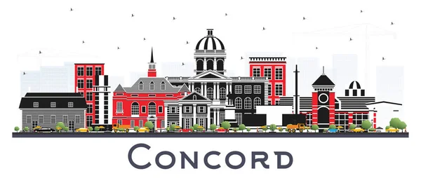 Concord New Hampshire City Skyline Con Edificios Grises Aislados Blanco — Vector de stock