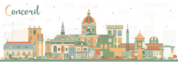 Concord New Hampshire City Skyline Color Buildings Ilustración Vectorial Concepto — Archivo Imágenes Vectoriales