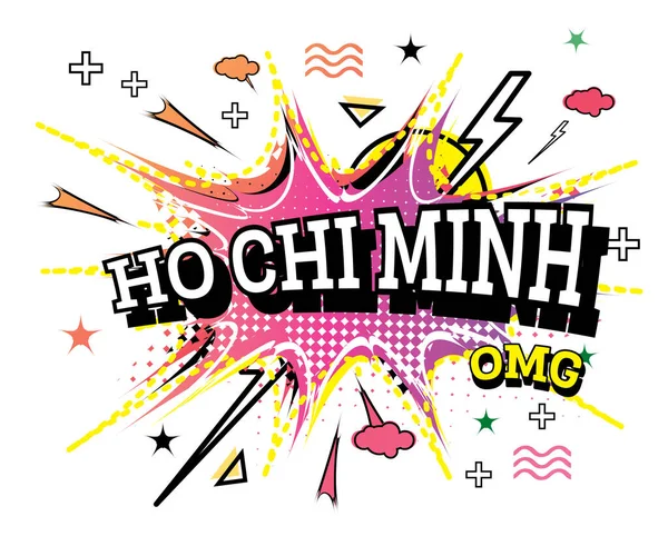 Chi Minh Comic Text Pop Art Style Isolated White Background — Stock Vector