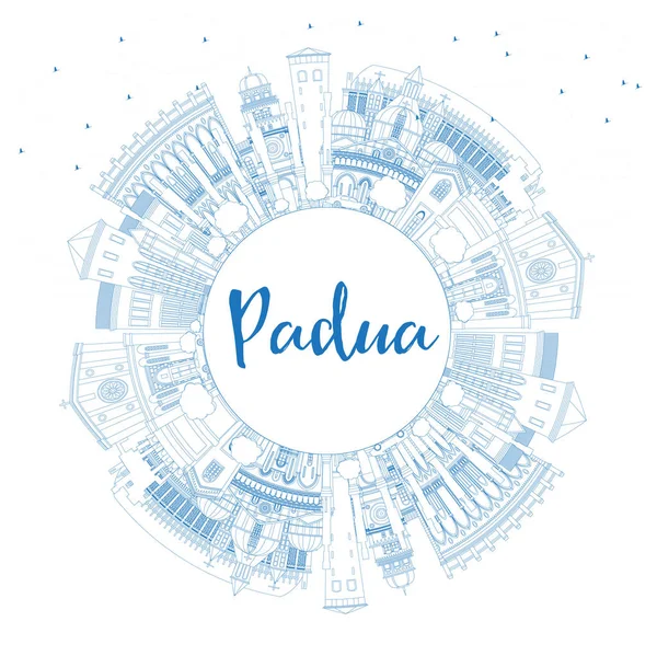 Περίγραμμα Padua Italy City Skyline Blue Buildings Και Copy Space — Διανυσματικό Αρχείο