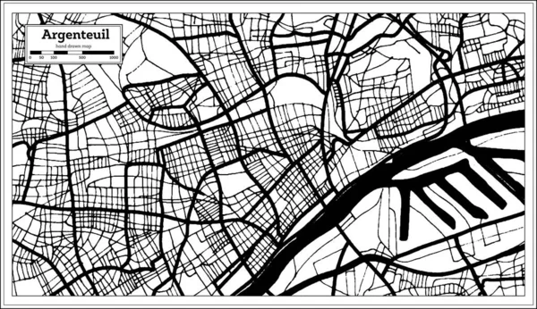 Argenteuil Frankrike Stadskarta Svart Och Vit Färg Retro Style Översiktskarta — Stock vektor