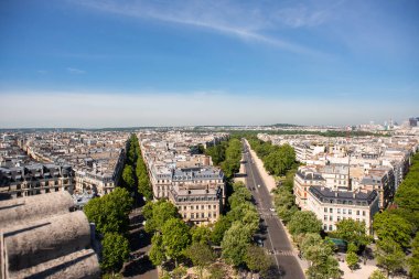 Paris Skyline. Foch Caddesi ve Victor Hugo Bulvarı. Zafer Takı 'ndan görüntü. Paris, Fransa, Avrupa.