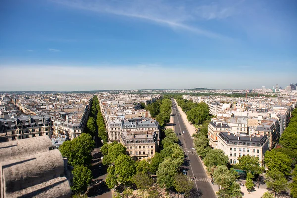 Paris Skyline Avenida Foch Avenida Victor Hugo Vista Arco Triunfo — Fotografia de Stock