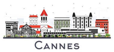 Cannes France City Skyline with Gray Buildings Isolated on White. Vector Illustration. Business Travel and Tourism Concept with Modern and Historic Architecture. Cannes Cityscape with Landmarks. clipart