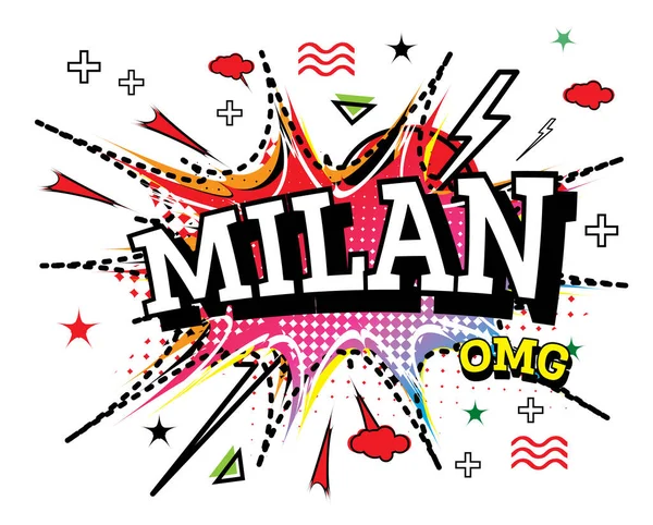 Milan Comic Text Pop Art Style Isolated White Background Inglés — Archivo Imágenes Vectoriales