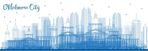 Outline Oklahoma City Skyline Blue Buildings Vector Illustration Business Travel — Stock Vector