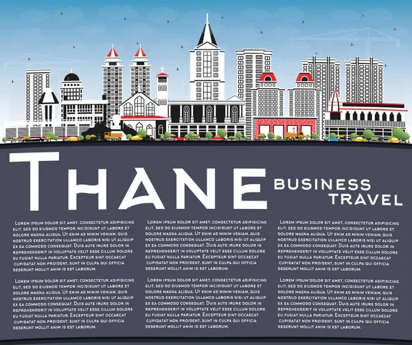 Thane Ινδία City Skyline Γκρι Κτίρια Blue Sky Και Copy — Διανυσματικό Αρχείο