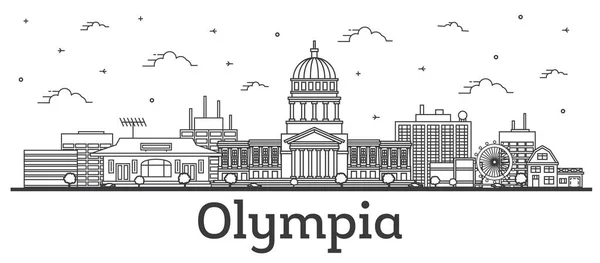 Umriss Olympia Washington City Skyline Mit Modernen Gebäuden Isoliert Auf — Stockvektor