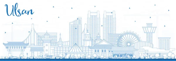 Esquema Ulsan Ciudad Corea Del Sur Skyline Con Edificios Azules — Vector de stock