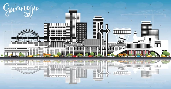 Gwangju Ciudad Corea Del Sur Skyline Con Edificios Color Cielo — Vector de stock