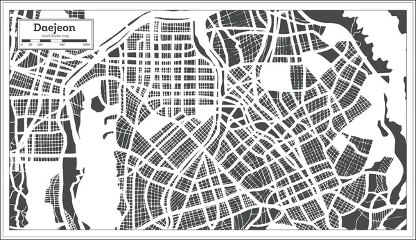 Карта Города Тэджон Южная Корея Стиле Ретро Карта Контуров Векторная — стоковый вектор