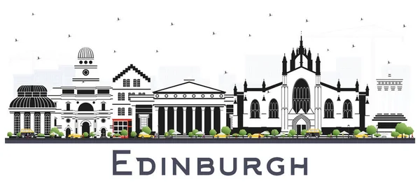 Edinburgh Scotland City Skyline Barevnými Budovami Izolované Bílém Vektorová Ilustrace — Stockový vektor