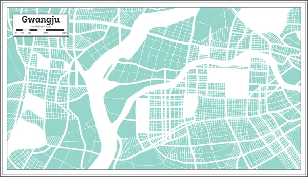 Gwangju Südkorea Stadtplan Retro Stil Übersichtskarte Vektorillustration — Stockvektor