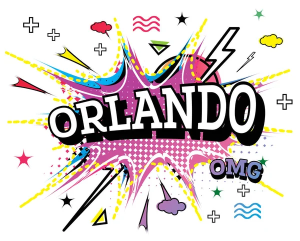 Orlando Comic Κείμενο Στυλ Ποπ Τέχνης Απομονώνονται Λευκό Φόντο Εικονογράφηση — Διανυσματικό Αρχείο