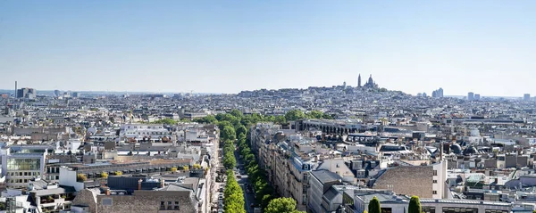 Beautiful Panoramic View of Paris from the Roof of Triumphal Arch. France. Avenue Hoche.