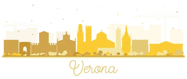 Verona Italia City Skyline Silhouette Con Edificios Dorados Aislados Blanco — Archivo Imágenes Vectoriales