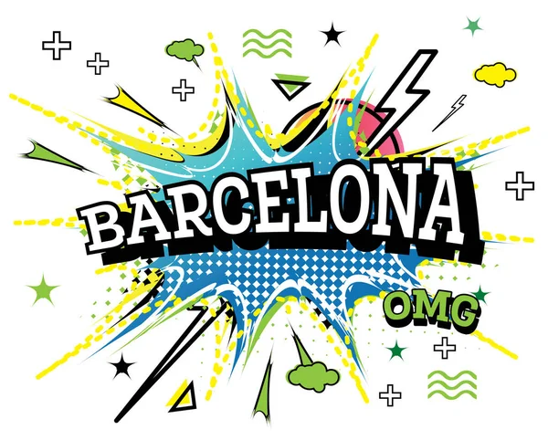 Барселона Comic Text Pop Art Style Isolated White Background Векторний — стоковий вектор