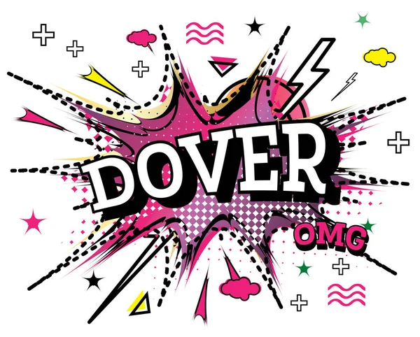 Dover Comic Text Pop Art Style Isolated White Background Inglés — Archivo Imágenes Vectoriales