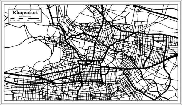 Klagenfurt Austria Mappa Città Bianco Nero Stile Retrò Mappa Del — Vettoriale Stock